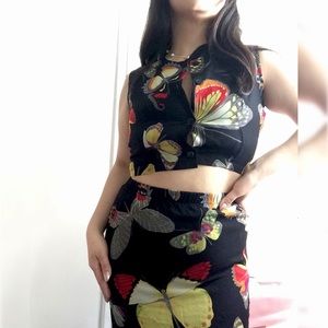 Butterfly print two piece